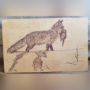 Vintage Vandercraft Wooden Post Card Fox
